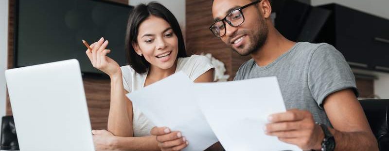 Couple looking at documents together