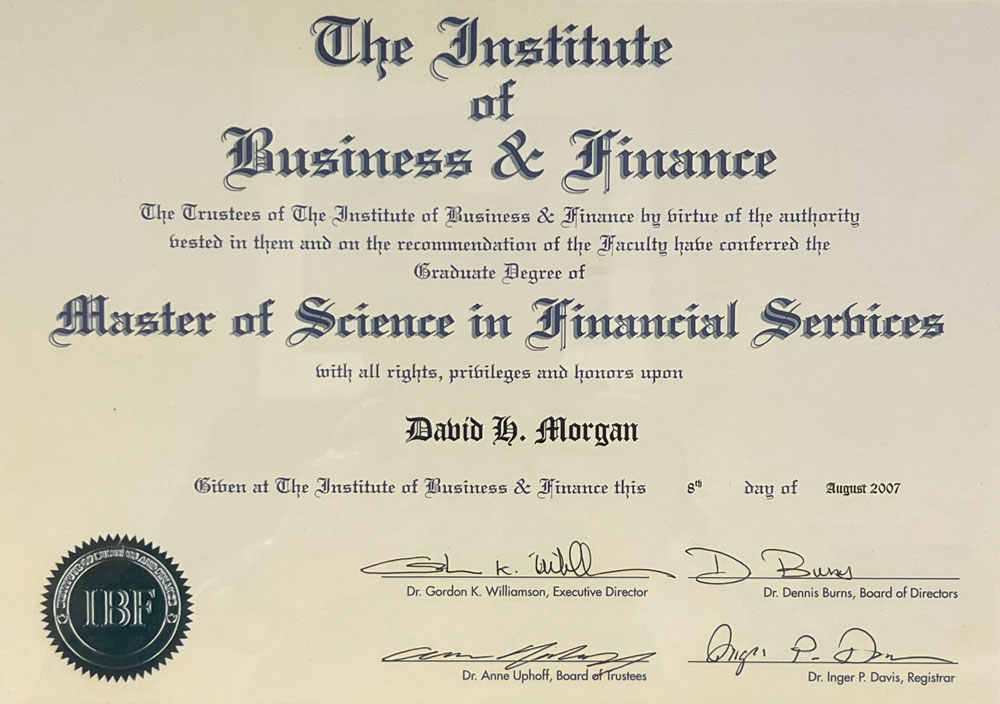 David H. Morgan Master of Science in Financial Services